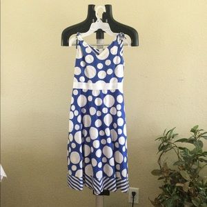 Blue/ white polka dot dress, Size 14